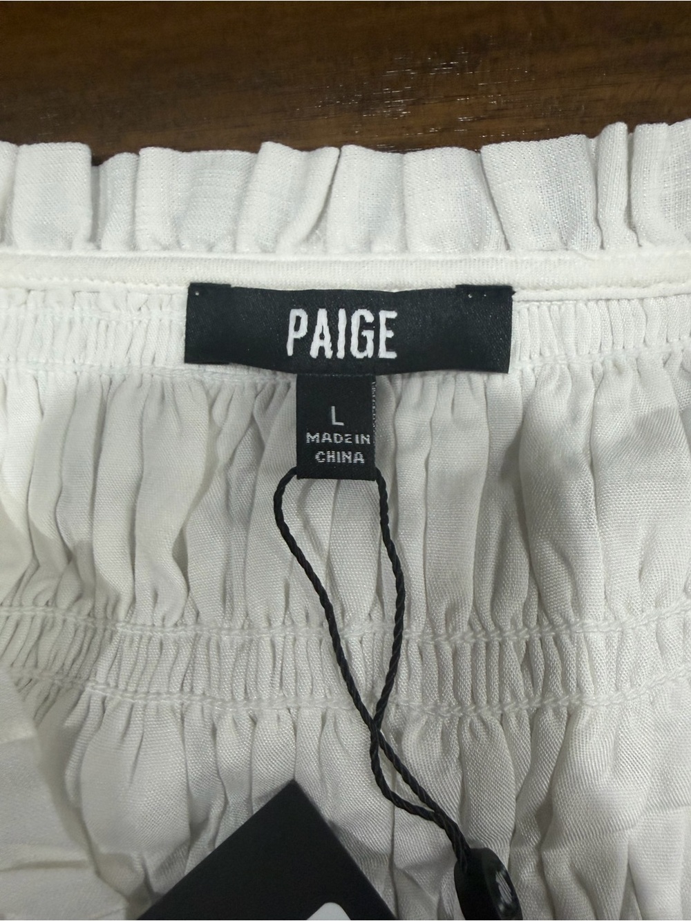 PAIGE Devi Off-White Smocked Ruffle Top - Picture 3 of 5